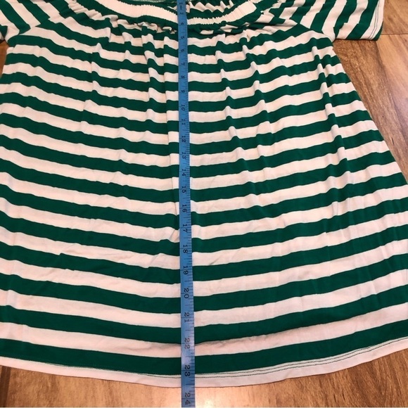 Lane Bryant Striped Green White Top T Shirt Size 14/16 Elastic Shoulder - Picture 5 of 5
